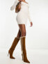 Фото #3 товара Simmi London Anders knee boots with shearling trim in chestnut