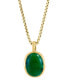 ფოტო #3 პროდუქტის EFFY® Men's Dyed Jade Oval Cabochon 22" Pendant Necklace in Gold-Plated Silver