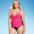 Фото #1 товара Women's UPF 50 Draped Front One Piece Swimsuit - Aqua Green Pink L