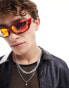 Фото #4 товара ASOS DESIGN y2k racer sunglasses with mirror lens in red