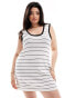 Фото #2 товара ASOS DESIGN Curve knitted a line mini dress with tipped neckline in mono