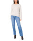 ფოტო #7 პროდუქტის Women's Crewneck Drop-Shoulder Button-Trim Sweater