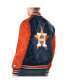 Фото #2 товара Men's Navy, Orange Houston Astros Varsity Satin Full-Snap Jacket