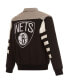 Фото #4 товара Men's Black Brooklyn Nets Stripe Colorblock Nylon Reversible Full-Snap Jacket