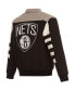 Men's Black Brooklyn Nets Stripe Colorblock Nylon Reversible Full-Snap Jacket