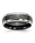 ფოტო #1 პროდუქტის Titanium Grey and Black Ti Polished Wedding Band Ring