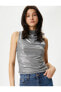 Фото #14 товара Блуза Koton Metallic Draped Sleeveless Crew Neck