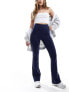 Фото #1 товара Stradivarius jersey sculpt legging with fold over waist in navy