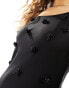 Фото #2 товара Urban Revivo applique detail satin camisole dress in black