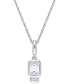 ფოტო #1 პროდუქტის Lab-Grown White Sapphire Two Stone 18" Pendant Necklace (1-3/4 ct. t.w.) in Sterling Silver
