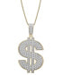 ფოტო #1 პროდუქტის Men's Diamond Dollar Sign 22" Pendant Necklace (1/2 ct. t.w.) in 14K Gold-Plated Sterling Silver