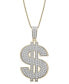 Фото #1 товара Men's Diamond Dollar Sign 22" Pendant Necklace (1/2 ct. t.w.) in 14K Gold-Plated Sterling Silver