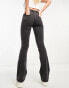 Noisy May Sallie mid waist flared jeans in dark grey