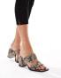 Фото #1 товара ASOS DESIGN Hide buckle detail mid block heeled sandals in snake