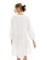 Esmee beach tiered smock mini dress with tie front detail in white weiß, 36 - фото #4