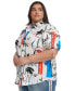 Фото #3 товара Plus Size Logo Graphic Short-Sleeve Shirt, Created for Macy's