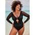 Фото #1 товара Swimsuits for All Women's Plus Size Mesh Sleeve Halter One-Piece Swimsuit - 12,