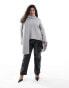 4th & Reckless Plus cable knit jumper with scarf in grey