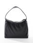 Pull&Bear medium faux leather shopper in black