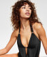 Фото #3 товара Solid Cowlneck One-Piece Swimsuit, Created for Macy's