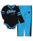ფოტო #1 პროდუქტის Infant Boys and Girls Black, Blue Carolina Panthers Little Kicker Long Sleeve Bodysuit and Pants Set