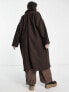 Only Curve longline coat in chocolate