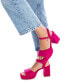 ფოტო #6 პროდუქტის Women's Heeled Suede Sandals With Platform By Pink