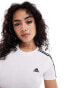 Фото #2 товара adidas Performance Essentials slim 3-stripes t-shirt in white