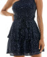 ფოტო #5 პროდუქტის Juniors' Sequin One-Shoulder Tiered Mini Dress