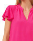 ფოტო #3 პროდუქტის Women's Short Ruffled Sleeve Solid V-Neck Blouse