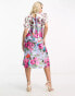 Hope & Ivy Maternity tie back puff sleeve midi dress in contrast floral