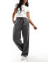 Фото #2 товара In The Style x Perrie Sian wide leg drawstring trouser in grey pinstripe