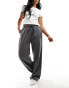 Фото #1 товара In The Style x Perrie Sian wide leg drawstring trouser in grey pinstripe