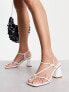Фото #1 товара Glamorous mid heel knot sandals in white