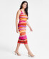 Фото #3 товара Women's Sleeveless Printed Mesh Midi Dress, Created for Macy's