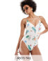 Фото #1 товара ASOS DESIGN Tall v-front swimsuit in postcard print