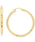 Фото #1 товара Серьги Macy's Textured Round Hoop, 14k Gold