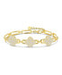 ფოტო #5 პროდუქტის Cubic Zirconia Clover Paperclip Chain Bracelet in 14K Gold, 6.5 in adj to 7.5 in, approx. 6 grams