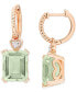 ფოტო #1 პროდუქტის Green Quartz (6-3/8 ct. t.w.) & White Topaz (1/20 ct. t.w.) Heart Dangle Drop Earrings in Rose-Plated Sterling Silver