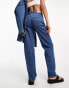 Фото #2 товара Selected Femme seam detail straight leg denim jeans co-ord in blue