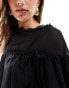 ASOS DESIGN oversize mini smock dress with ruched channel details in black