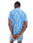 Фото #4 товара Hunky Trunks abstract print beach shirt co ord in blue