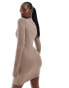 Фото #4 товара Simmi knitted asymmetric hem mini jumper dress in taupe