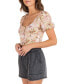 Фото #3 товара Juniors' Lily Floral-Print Bubble-Sleeve Cropped Top