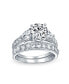 ფოტო #1 პროდუქტის 3CT Round Solitaire Brilliant Cut Heart Shaped AAA CZ Pave Band Engagement Wedding Ring Set For Women Sterling Silver