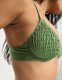 South Beach mix & match underwire bikini top in khaki crinkle