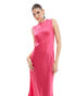 ASOS DESIGN satin midi dress in fuchsia