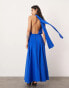 ASOS EDITION halterneck back detail maxi dress with full skirt in blue BLAU, 34 - фото #4