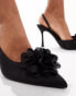 Фото #4 товара Glamorous slingback heeled shoes with flower in black