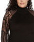 ფოტო #2 პროდუქტის Plus Size Embellished Mixed Media Sweater